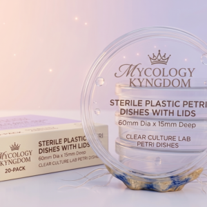 Mycology KyngDom Sterile Plastic Petri Dishes with Lids 60mm Dia x 15mm Deep Clear Culture Lab Petri Dishes